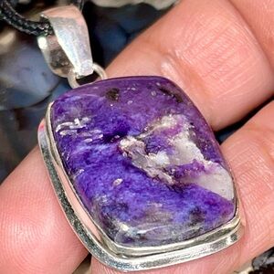 Square Purple Charoite Pendant 1 7/8”